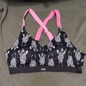 VSX Zebra Pattern Sports Bra - Black and Pink